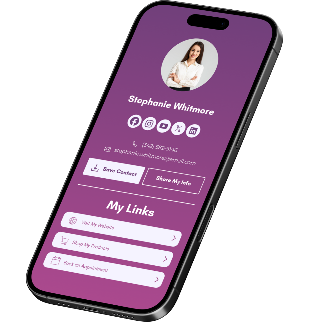 Qorus digital business card on a phone